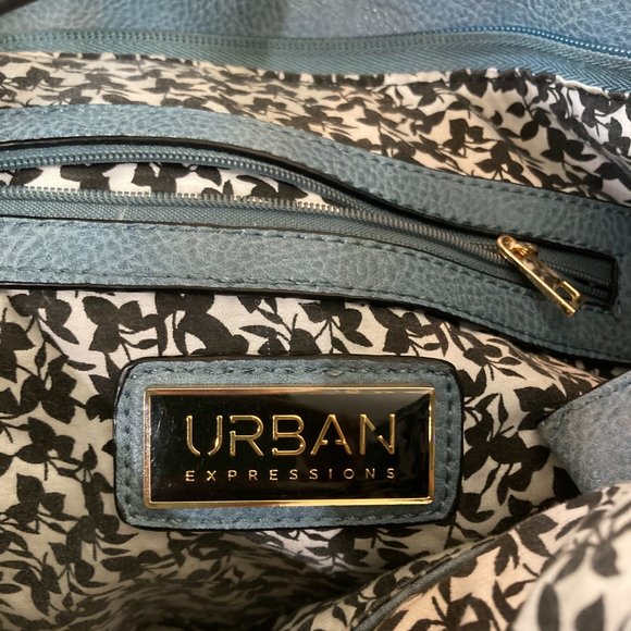 Urban Expressions Grommeted Blue Vegan Leather Nicola Hobo Shoulder Bag - Picture 7 of 11